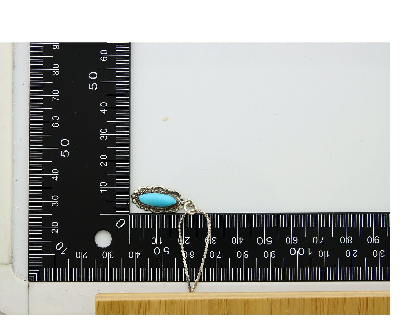 Navajo Necklace 925 Silver Natural Turquoise Artist Signed Square C.80's