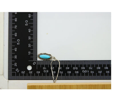 Navajo Necklace 925 Silver Natural Turquoise Artist Signed Square C.80's