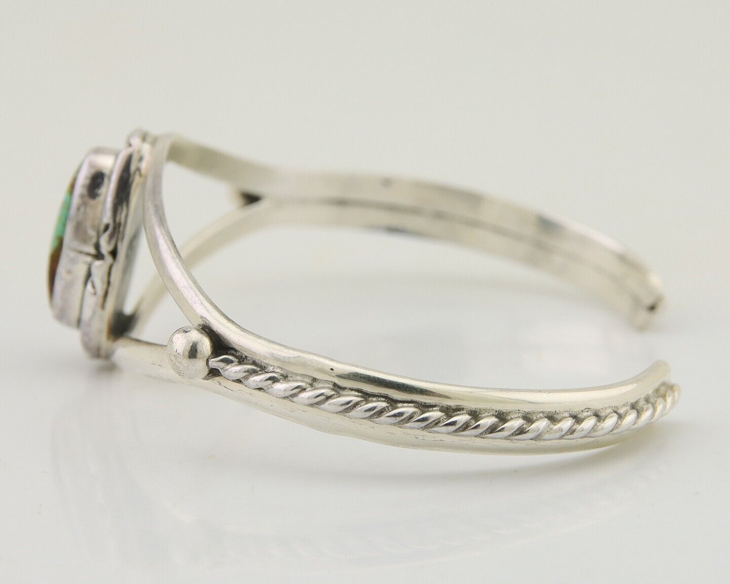 Navajo Bracelet 925 Silver Blue Turquoise Artist Signed Gecko C.80's