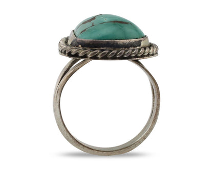 Navajo Ring 925 Silver Blue Turquoise Artist Signed N C.80's