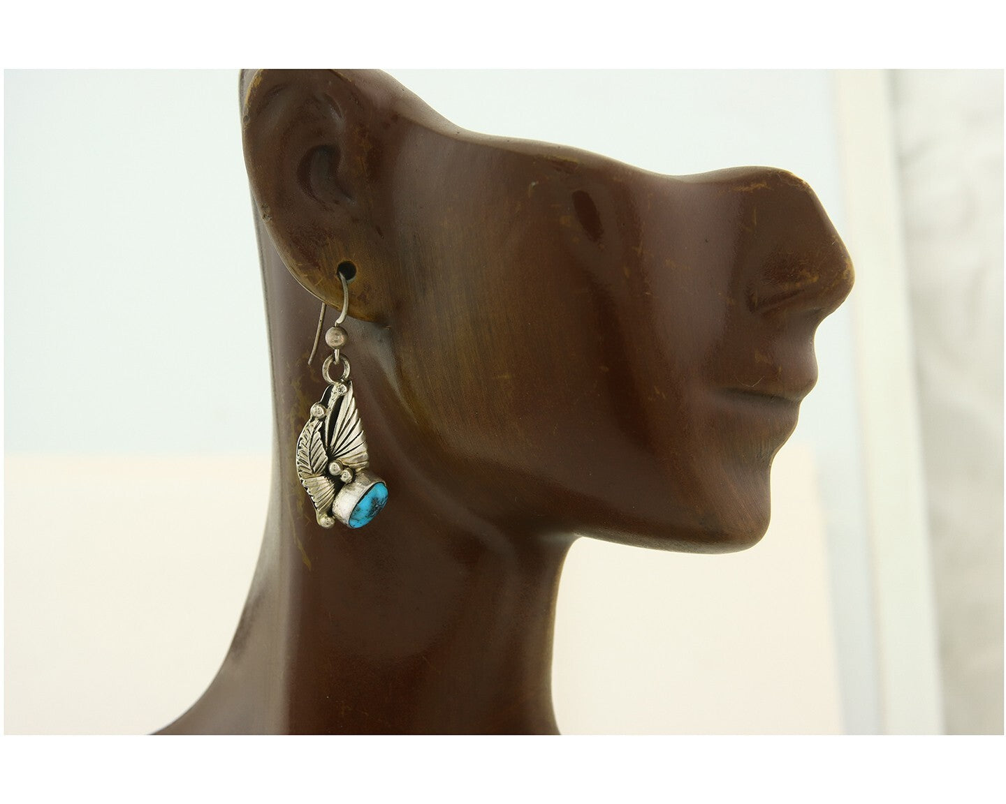 Navajo Earrings 925 Silver Natural Turquoise Artist Signed Yazzie C.80's