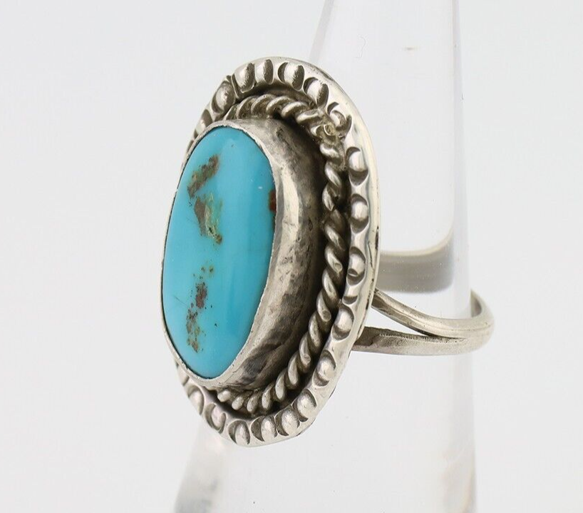 Navajo Handmade Ring 925 Silver Turquoise Native American Artist C.80's