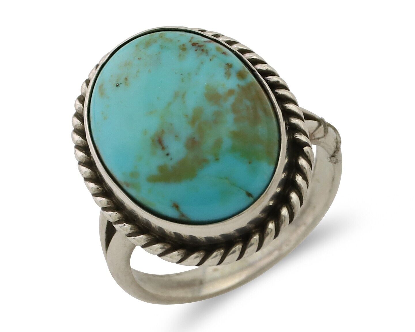 Navajo Ring 925 Silver Kingman Turquoise Native American Artist C.80's