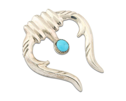 Navajo 925 Silver Naja Sand Cast Turquoise Handmade Native American Artist C.80s
