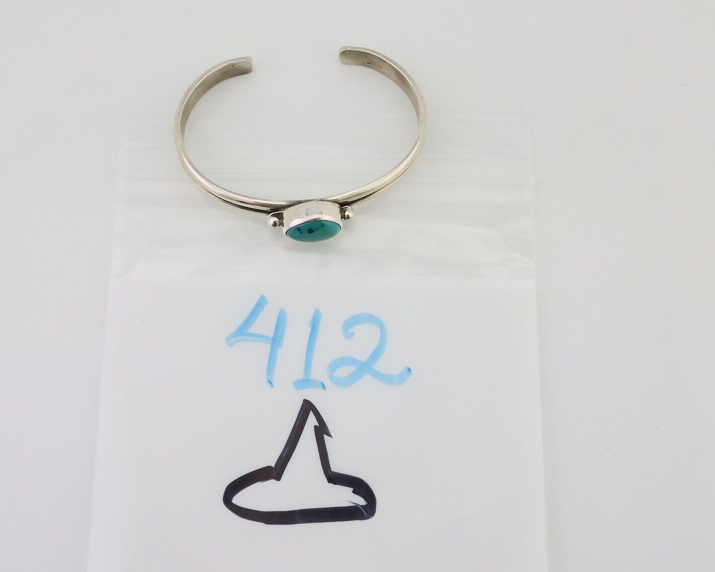 Navajo Cuff Bracelet 925 Silver Natural Blue Turquoise Native American C.80's