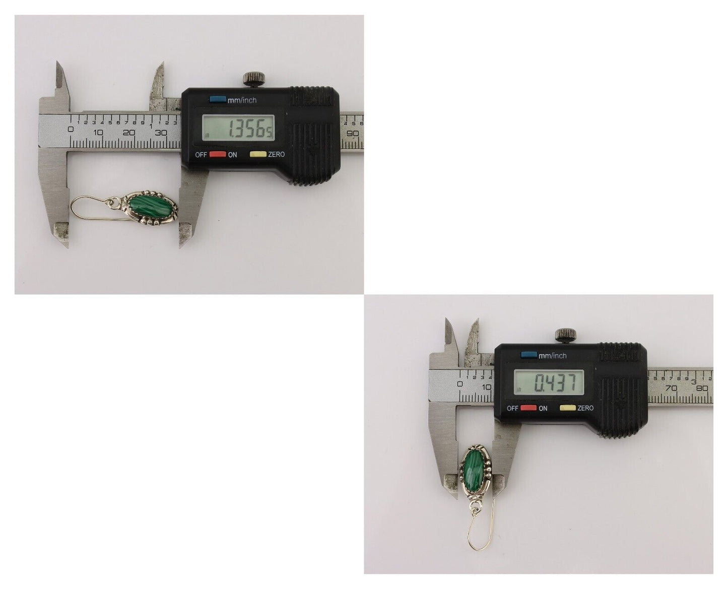 Navajo Earrings 925 Silver Natural Malachite Native American Artist C.80's