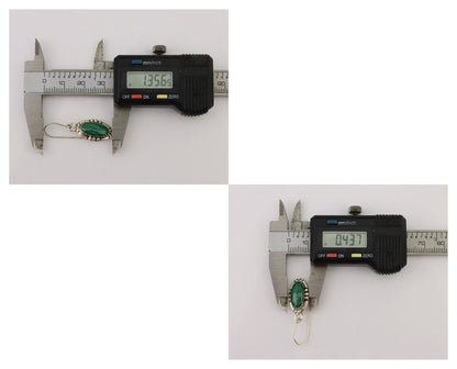 Navajo Earrings 925 Silver Natural Malachite Native American Artist C.80's