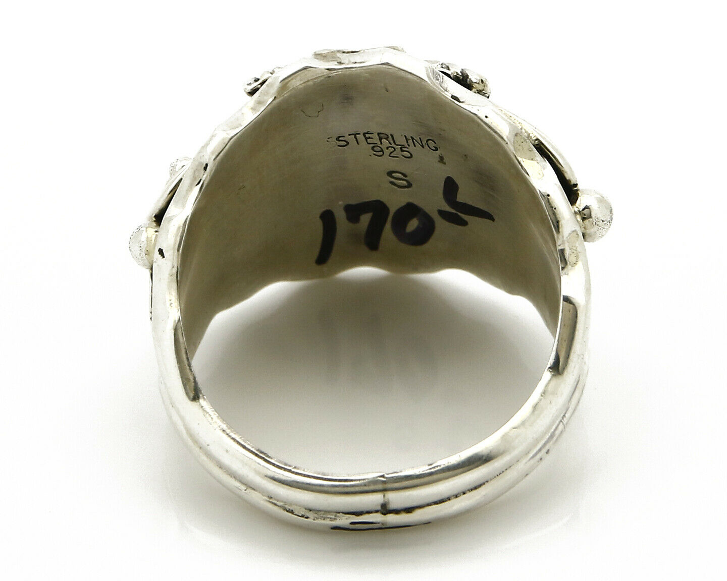 Navajo Eagle Ring .925 SOLID Silver & 12k GF Handmade Signed Artist S Circa 1980