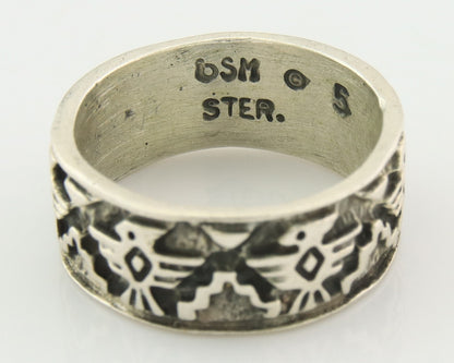 Navajo Band Ring Sterling Silver Vintage Authentic Signed BSM Size 5.0
