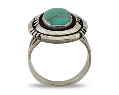 Navajo Ring 925 Silver Turquoise Signed William Denetdale Artist Sz 7.0 C.80's