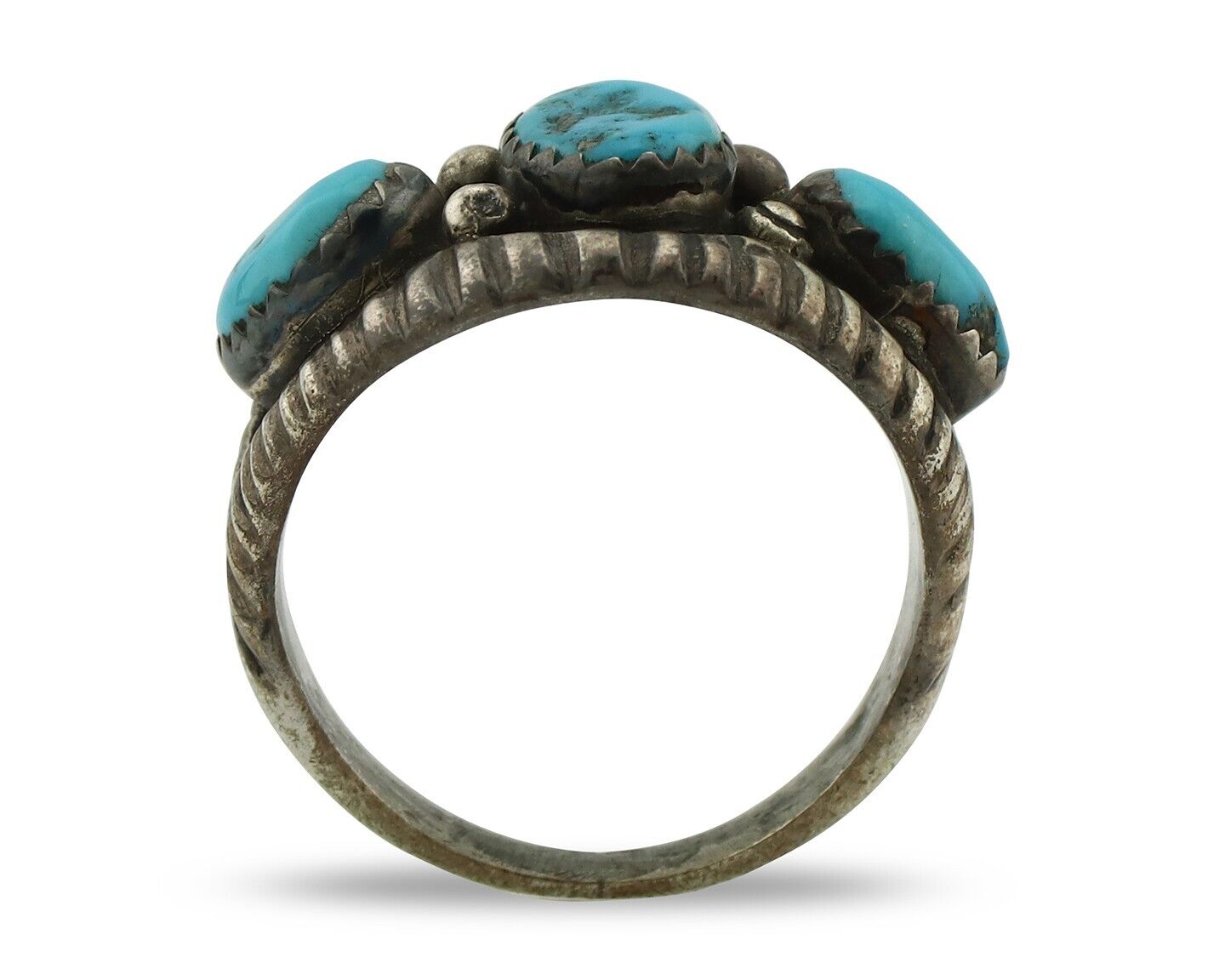 Zuni Ring .925 Silver Natural Sleeping Beauty Turquoise Native Artist C.80's