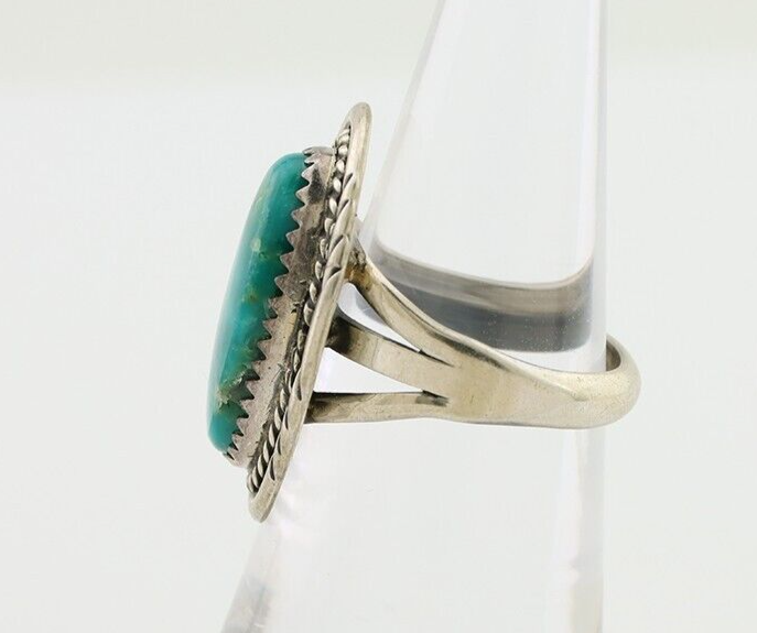 Navajo Ring 925 Silver Natural Blue Turquoise Artist Signed M BEGAY C.80's