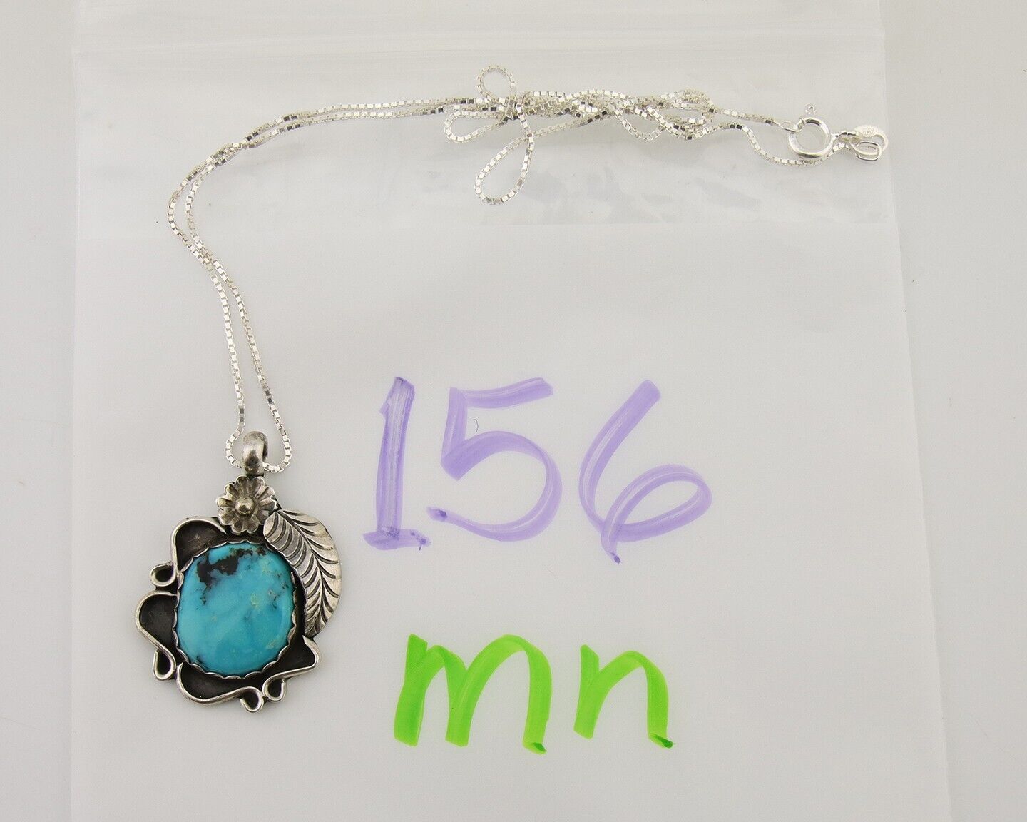 Navajo Necklace 925 Silver Natural Turquoise Native Artist C.80's