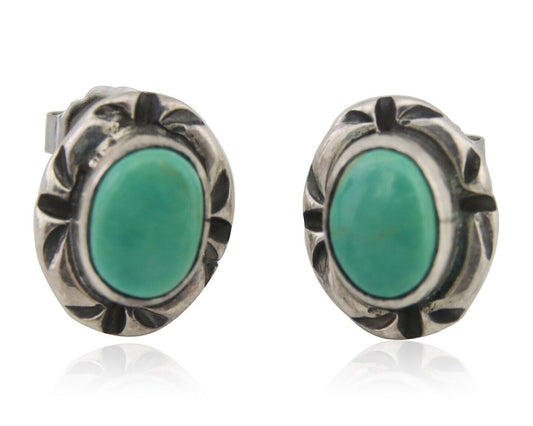 Navajo Earrings 925 Silver Turquoise Native American Artist C.80's