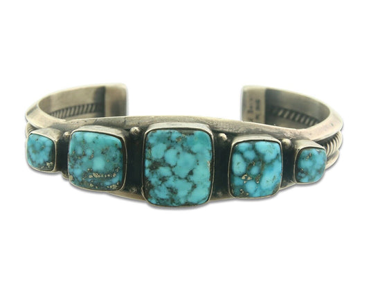 Navajo Bracelet 925 Silver Turquoise Cuff Artist Signed Harold Becenti C.80's