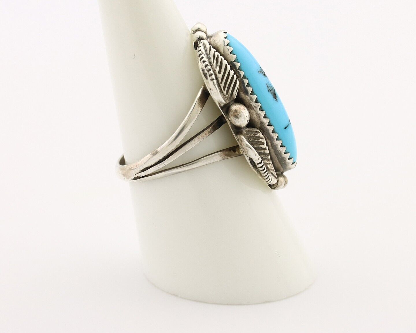 Navajo Ring 925 Silver Sleeping Beauty Turquoise Signed SC C.80's