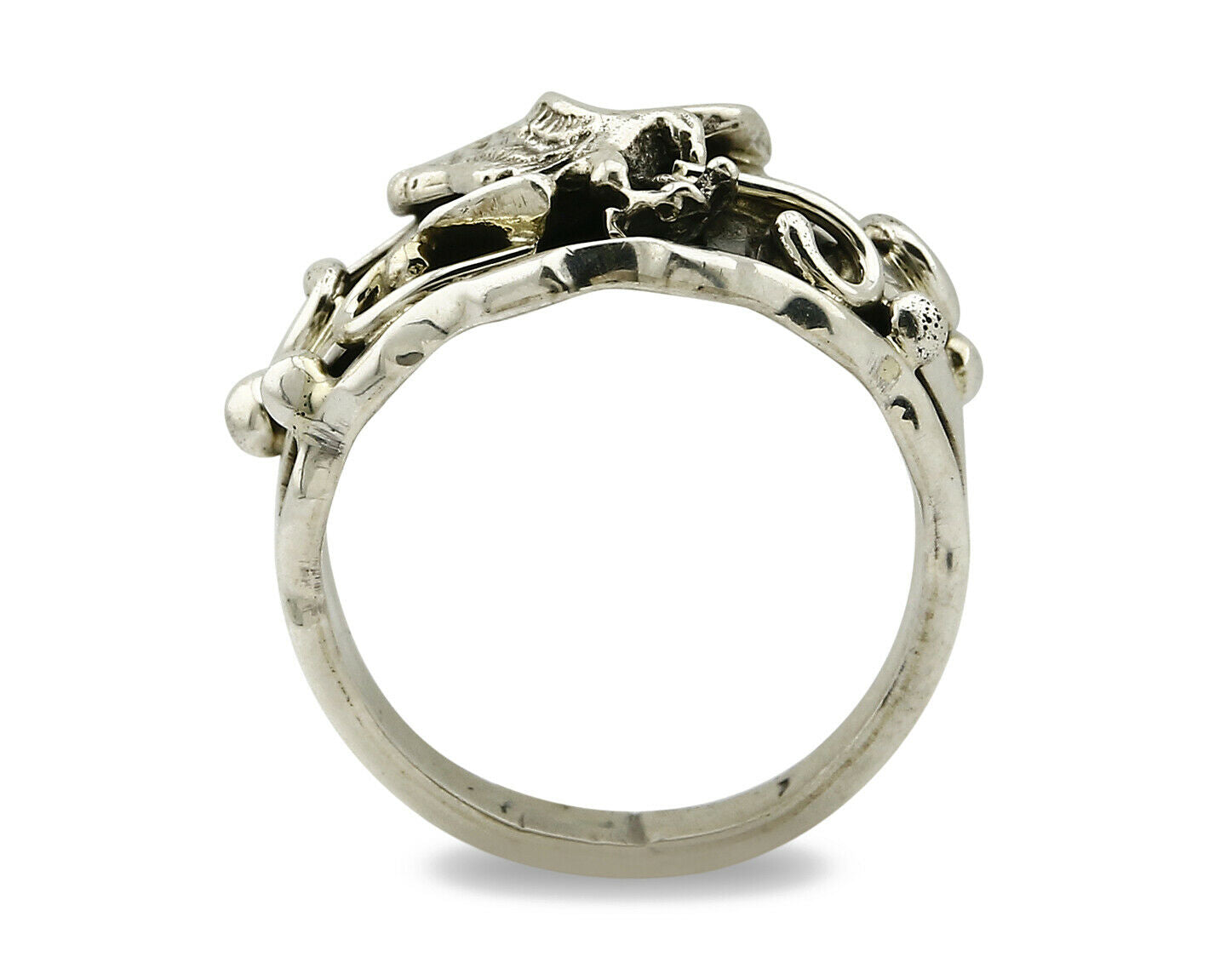 Navajo Eagle Ring .925 SOLID Silver & 12k GF Handmade Signed Artist S Circa 1980