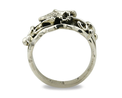 Navajo Eagle Ring .925 SOLID Silver & 12k GF Handmade Signed Artist S Circa 1980