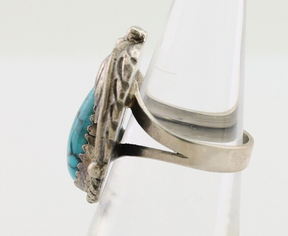 Navajo Handmade Ring 925 Silver Blue Turquoise Native American Artist C.80's