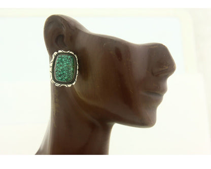 Navajo Earrings 925 Silver Natural Turquoise Native Artist NC C.80's