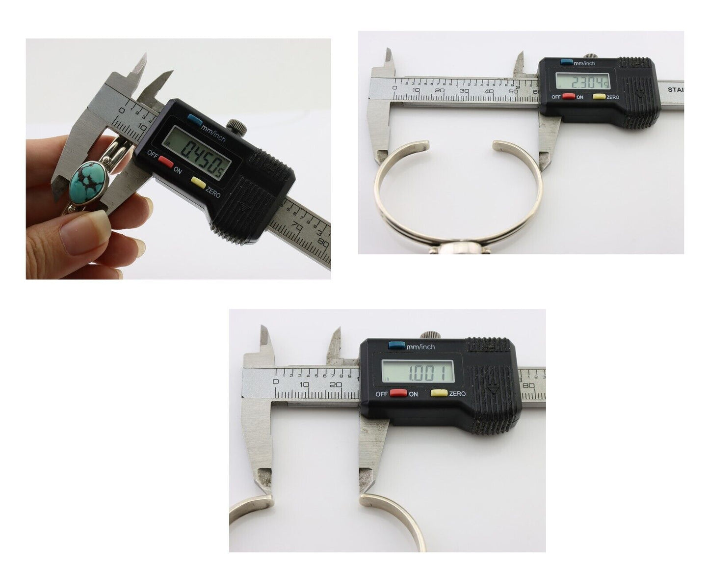 Navajo Cuff Bracelet 925 Silver Natural Blue Turquoise Native American C.80's