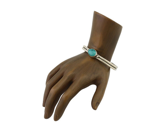 Navajo Cuff Bracelet 925 Silver Natural Blue Turquoise Native American C.80's