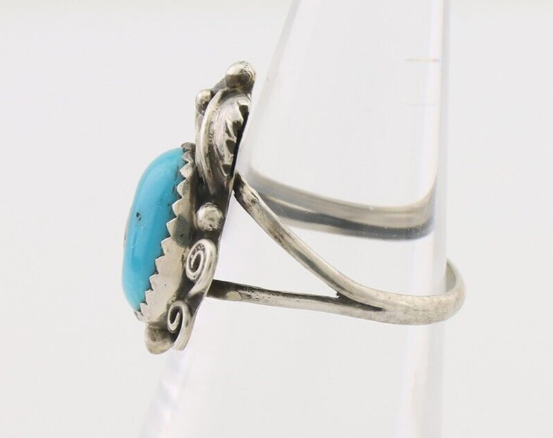 Navajo Ring 925 Silver Morenci Tuquoise Native American Artist C.80's