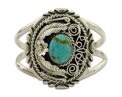 Navajo Cuff Bracelet 925 Silver Cuff Turquoise Cuff Native American Artist C80's