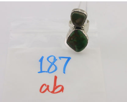Navajo Ring 925 Silver Natural Green Turquoise Artist Signed M Guerro C.80's