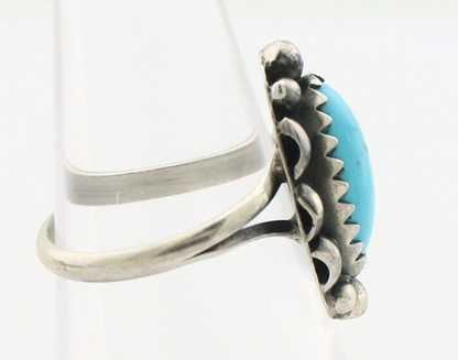 Navajo Ring 925 Silver Sleeping Beauty Turquoise Artist Signed SC C.80's