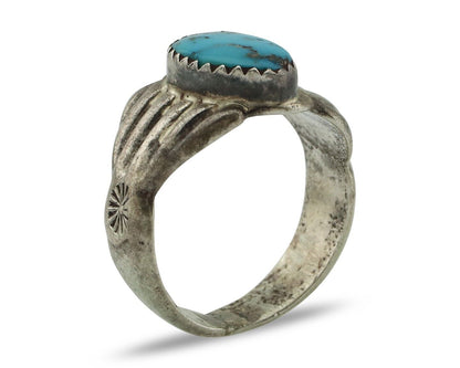Navajo Ring 925 Silver Sleeping Beauty Nugget Turquoise Native Artist C.80's