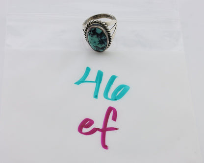 Navajo Ring 925 Silver Turquoise Native American Artist Size 8.0 C.80's