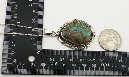 Navajo Necklace 925 Silver Natural Turquoise Artist Signed IJC C.80's