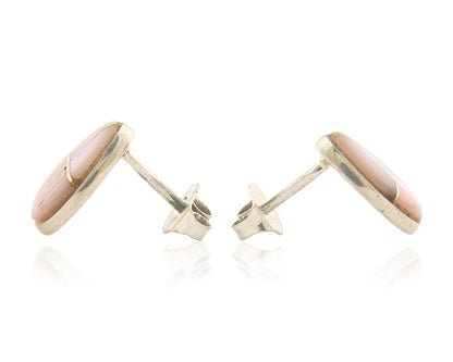 Navajo Earrings 925 Silver Pink Mussel Native American Artist C.80's