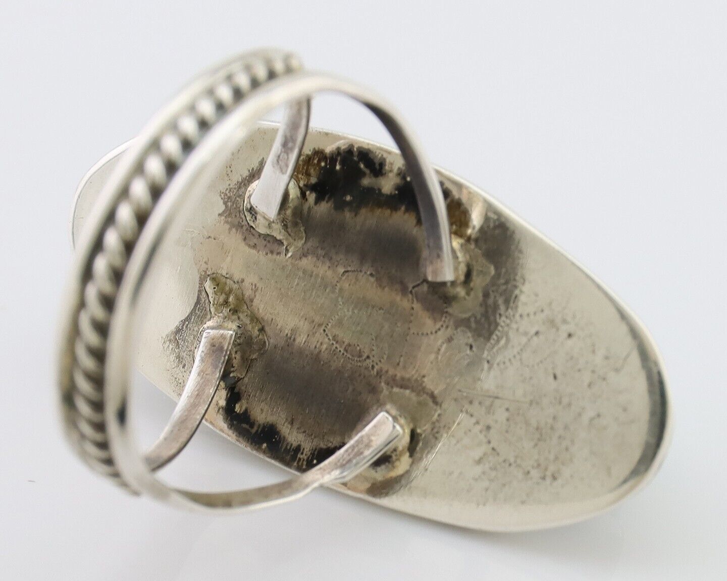 Navajo Ring 925 Silver Blue Gem Turquoise Artist Size 6.0 C.80's