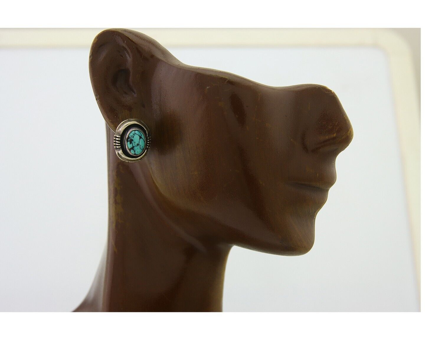 Navajo Earrings 925 Silver Natural Spiderweb Turquoise Artist Signed Yazzie C80s