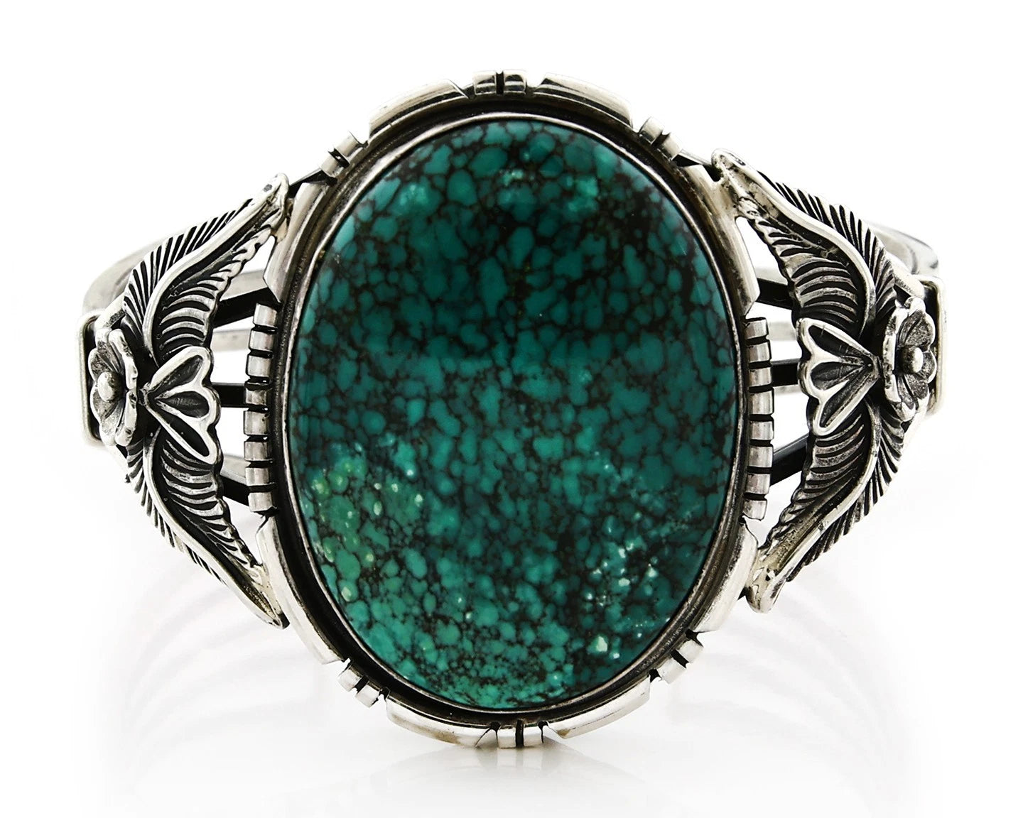Navajo Cuff Bracelet Sterling Silver Turquoise Vintage Signed Russell Sam