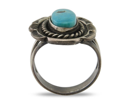Navajo Ring 925 Silver Bisbee Turquoise Signed Herbert Cayatineto C80s Size 7.5
