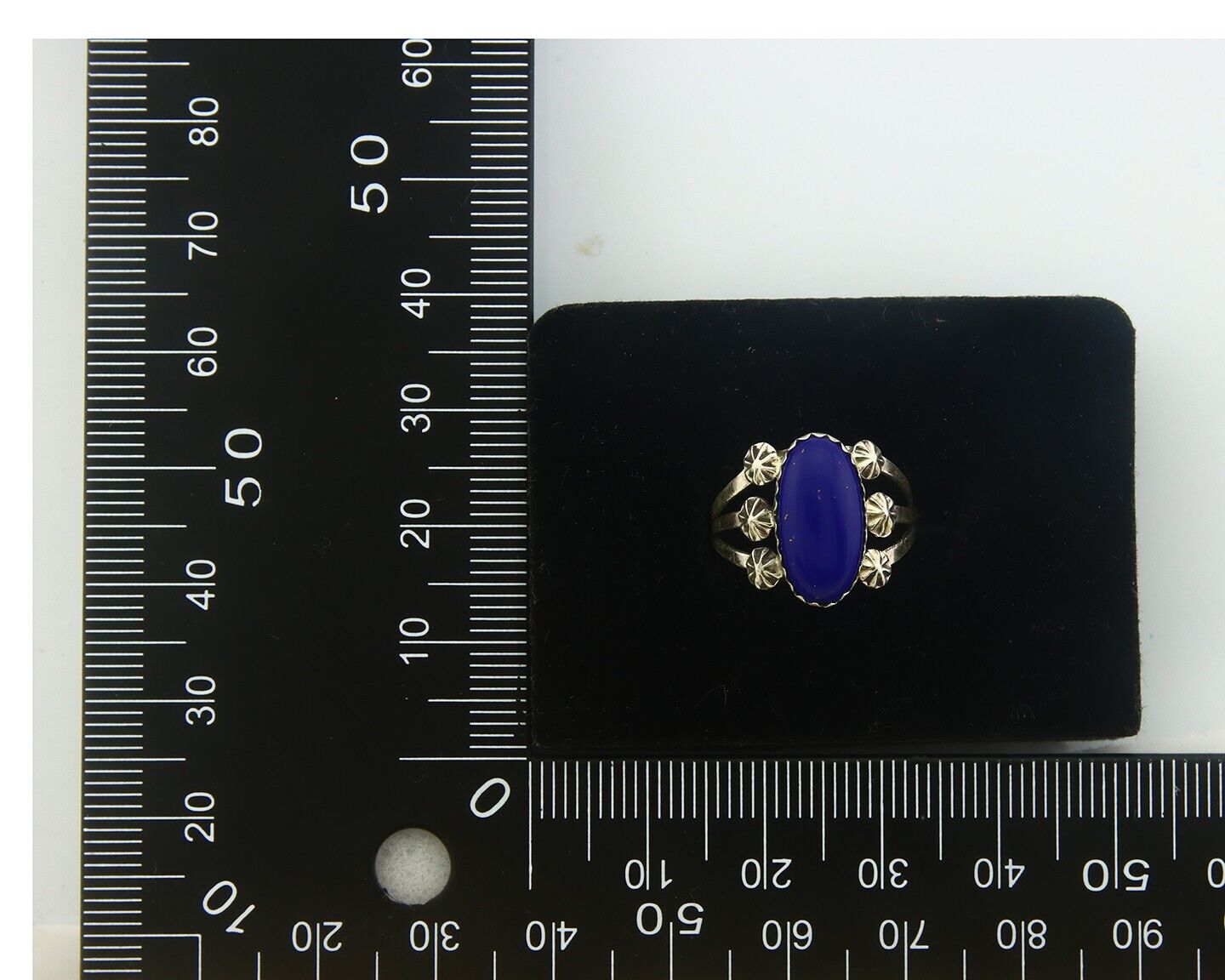 Navajo Ring 925 Sterling Natural Lapis Handmade Native Artist C.80's