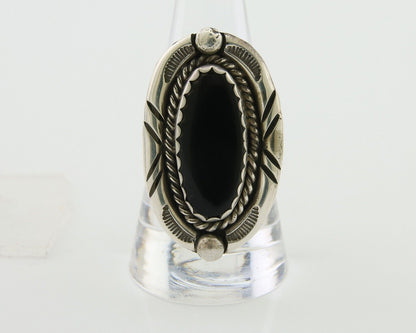 Navajo Ring 925 Silver Black Onyx Artist Signed V & N Edsitty C.80's