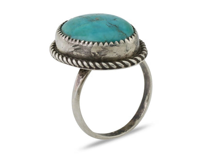 Navajo Ring 925 Silver Kingman Turquoise Native American Artist C.80's