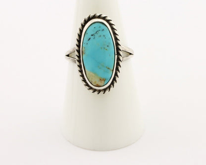 Navajo Ring 925 Silver Kingman Turquoise Artist Signed M Montoya C.80's