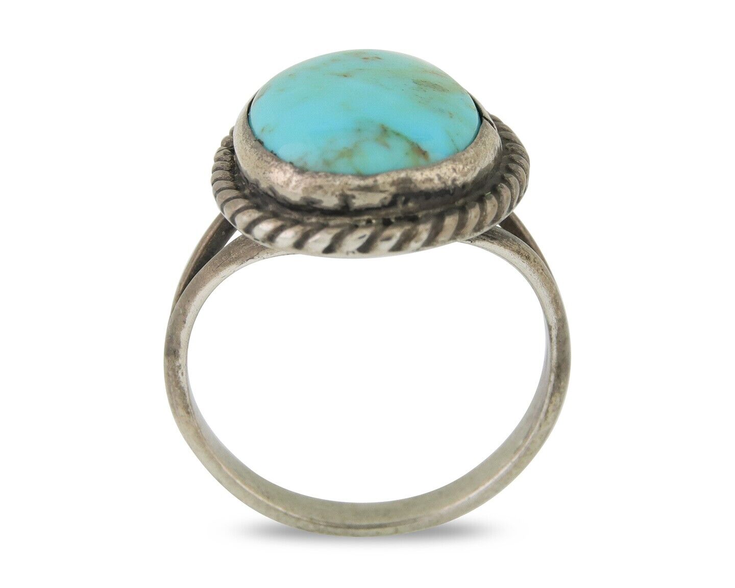 Navajo Handmade Ring 925 Silver Natural Turquoise Native Artist C.80's