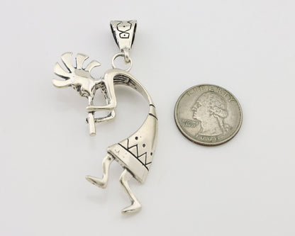 Navajo Kokopelli Pendant 925 Sterling Silver Artist Signed Masha C.80's