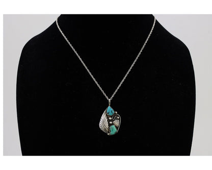 Navajo Turquoise Handmade Necklace 925 Silver Artist Signed PM C.80s