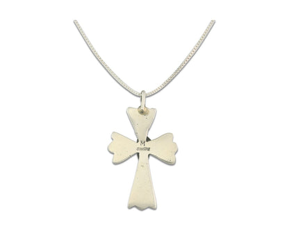 Navajo Cross Necklace Sterling Silver Authentic Natural Gemstones Signed M