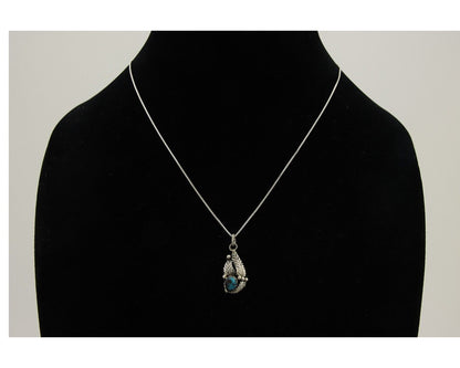 Navajo Necklace 925 Silver Natural Blue Turquoise Artist Signed Yazzie C.80's