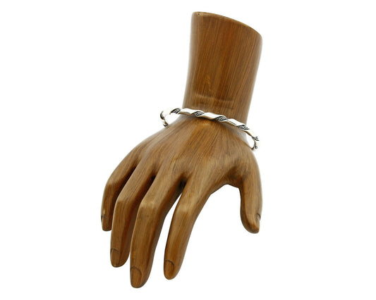 Navajo 3.8 mm Wide 925 Solid Sterling Silver Handmade Hand Stamped Cuff Bracelet