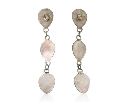 Navajo Paw Earrings 925 Silver Kingman Turquoise Native American Artist C.80's