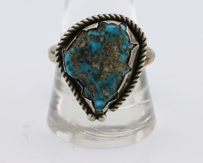 Navajo Ring 925 Silver Natural Blue Turquoise Native American Artist C.80's